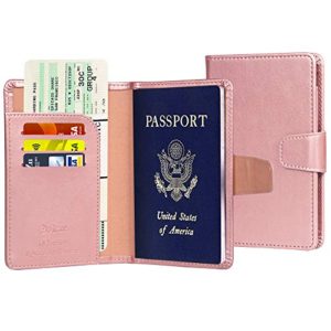 Arae USA Passport Holder, Leather RFID Blocking Passport Wallet Cover