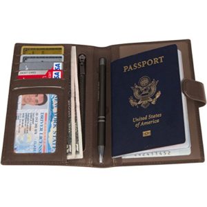 RFID Blocking Genuine Leather Passport Holder Cover Case