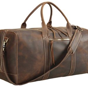 Polare Mens Genuine Leather Duffel Bag Overnight Travel