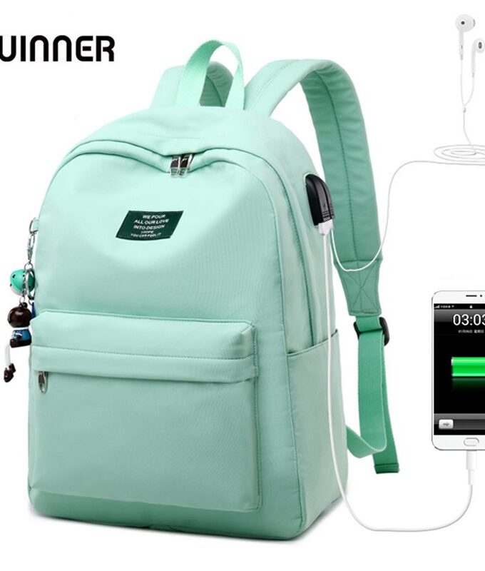 WINNER Solid Color Printing Laptop Backpack for Girls