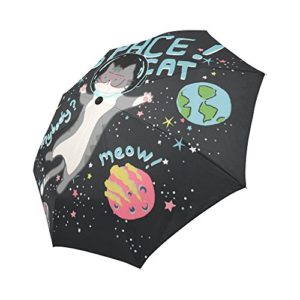 InterestPrint Cute Space Cat Windproof Automatic