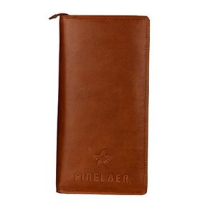 Finelaer Men Brown Leather Travel Passport Wallet