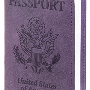 Leather Passport Cover - Passport Holder (Purple)