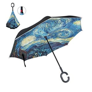 ALAZA Inverted Golf Umbrella Van Gogh Starry Night