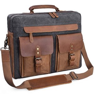 Mens Messenger Bag 15.6 Inch Vintage Genuine Leather Briefcase