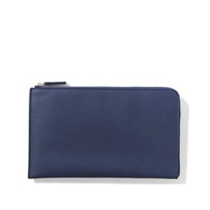 Slim Zip Travel Wallet - Full Grain Leather Leather - Navy (blue)
