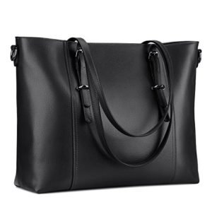 S-ZONE Leather Laptop Bag for Women Fits