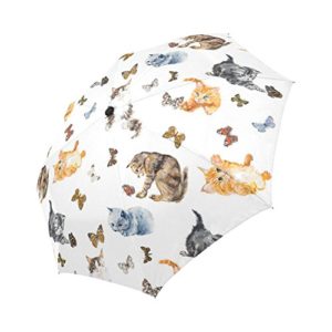 InterestPrint Seamless Cats And Butterfly Windproof