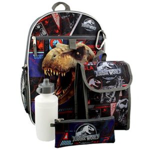 Jurassic World Boys 5 piece Backpack and Snack Bag School Set