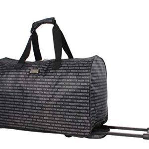 Steve Madden Luggage Suitcase Wheeled Duffle Bag (Signature Black)