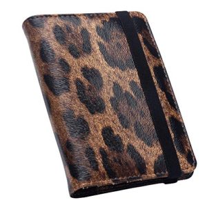 ZONGSHU Leopard Pattern Leather Passport Holder Cover Case