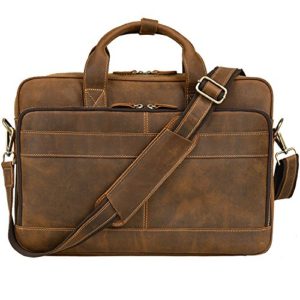 Jack&Chris Men's Genuine Leather Briefcase Messenger