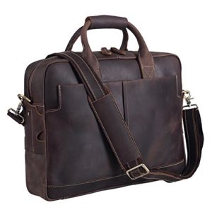 Texbo Genuine Full Grain Leather Men's 16 Inch Laptop Briefcase