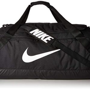 NIKE Brasilia Duffel Bag, Black/Black/White, Large