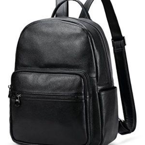 Coolcy Hot Style Real Leather Backpack Casual Daypacks Bag (Black)