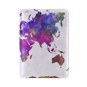 ALAZA Abstract World Map Leather Passport Holder Cover Case