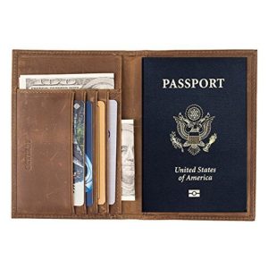 RFID Blocking Genuine Leather Passport Case Cover