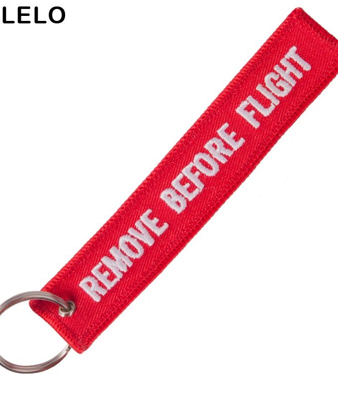 CLELO luggage tag With Keychain Key ring Red Embroidery