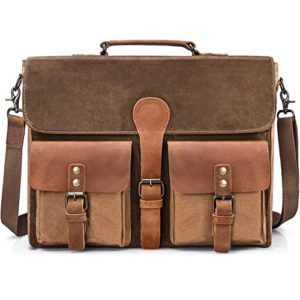 Mens Messenger Bag Vintage Genuine Leather Large Laptop Briefcase