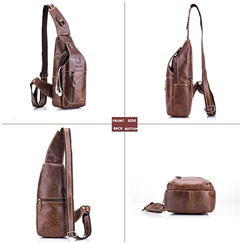 Bull Captain Sling Backpack Genuine Leather Chest Shoulder Bags Review ...