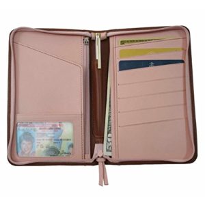 Passport Travel Wallet (Tan with Carnation Pink)