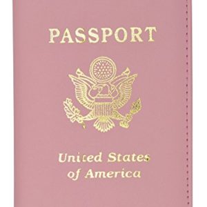 USA Gold Logo Passport Cover Holder for Travel By Marshal (Light Pink)