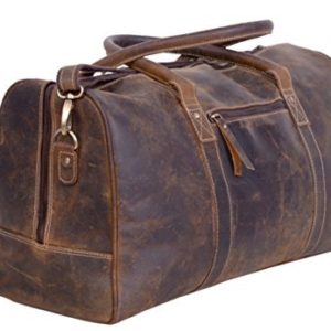 KomalC Genuine Leather Duffel | Travel Overnight Weekend Leather Bag