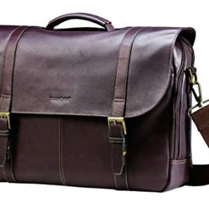 Samsonite Leather Flapover Case Double Gusset Brown
