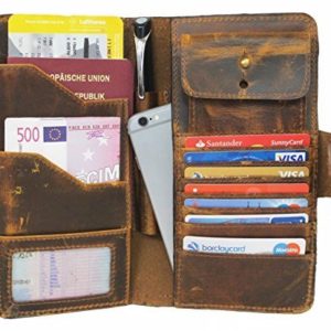 Travel Wallet for Men Women Genuine Leather Organizer