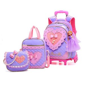 Meetbelify Rolling Backpack for Girls with Pencil Case&Lunch