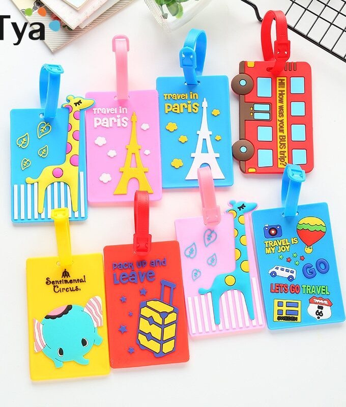 eTya Cartoon Cute Luggage Tag Silicone Women Men Travel Suitcase