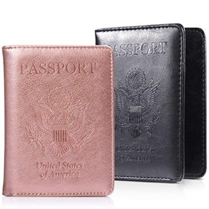 Travel Wallet Leather Passport Holder Cover Set of 2