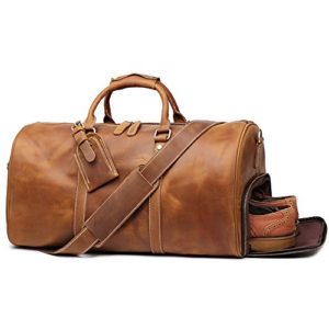 LeatherFocus Leather Travel Luggage Bag