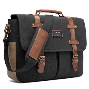 LOKASS Men Laptop Messenger Bag Vintage Genuine Leather