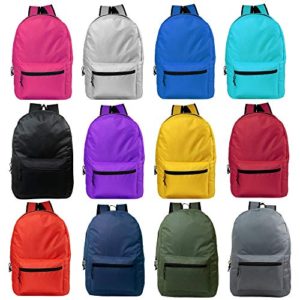 19" Wholesale Basic Backpacks in 12 Assorted Colors