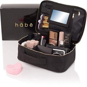 habe Travel Makeup Bag with Mirror - Premium Vegan Designer