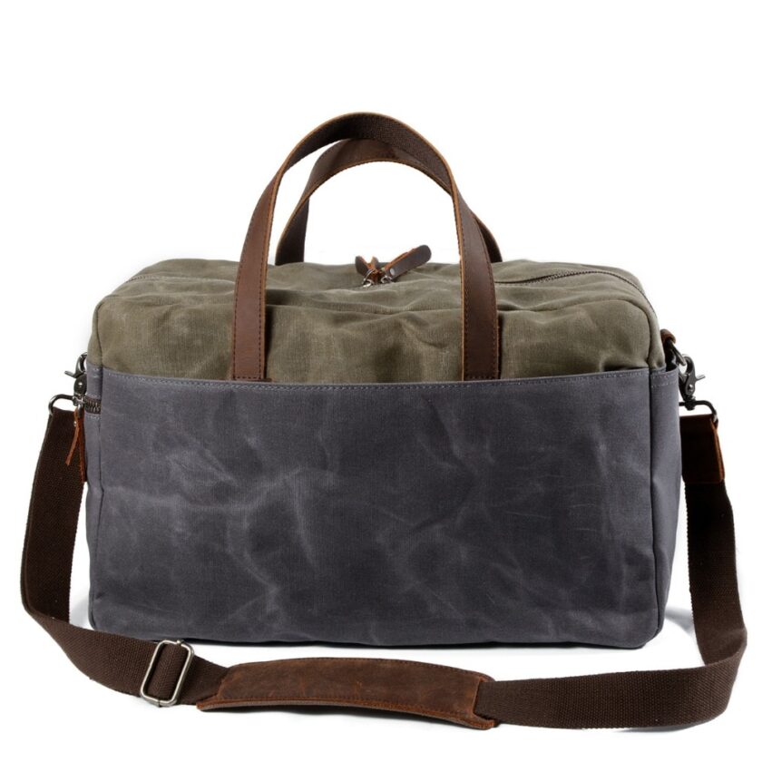 M225 Vintage Military Canvas Leather Big Duffle Bag Men - Image 3