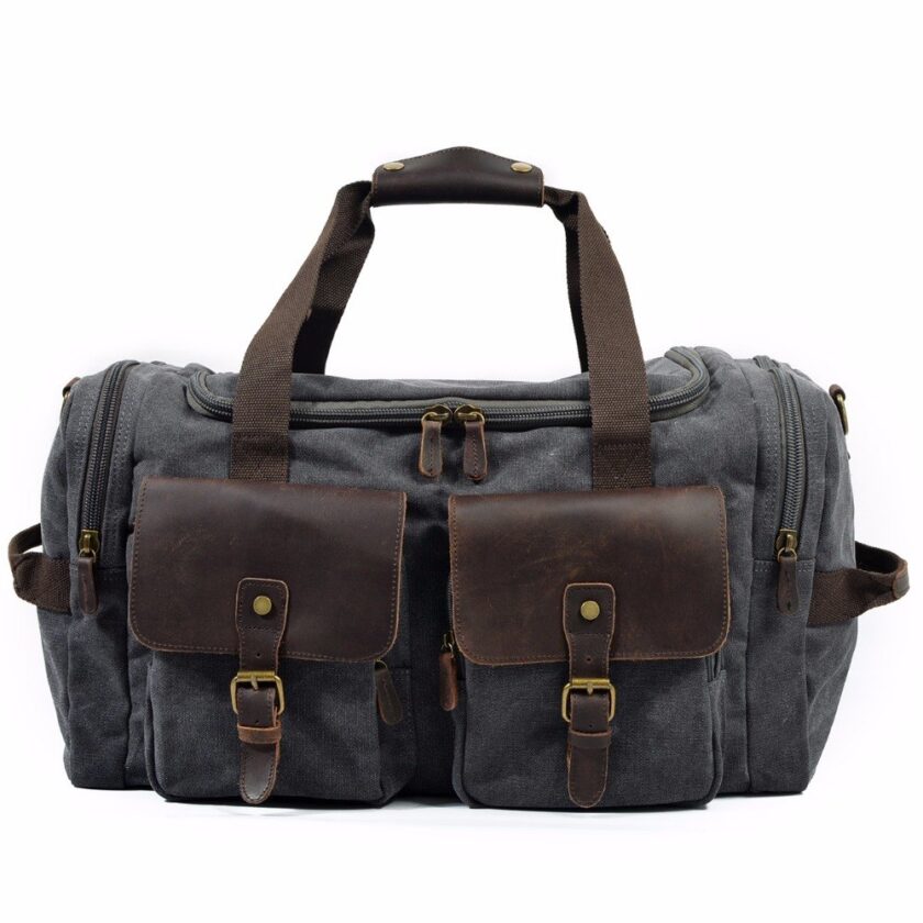 Canvas Leather Travel Bag Carry on Luggage Bags Men