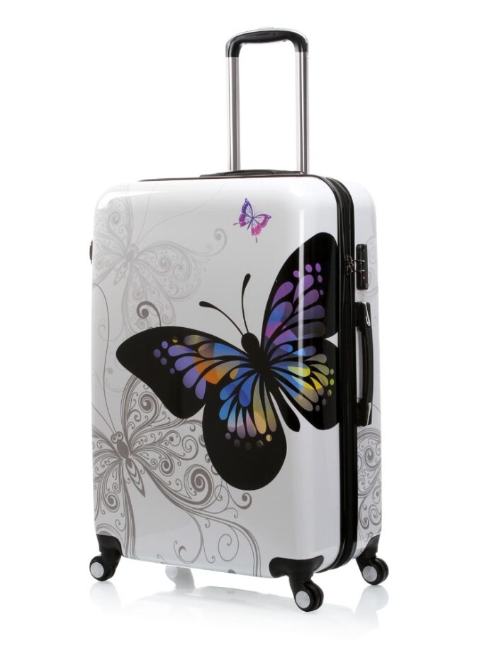 Russia Warehouse White 28" Butterfly Trolley Case Travel Luggage