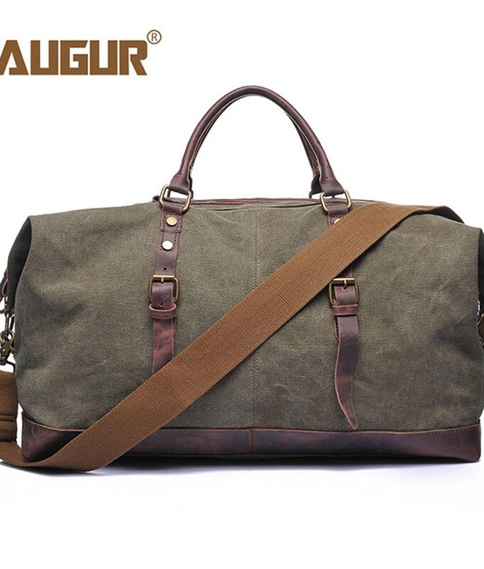 Augur 19 New Canvas Leather Men Travel Bags Carry On Luggage