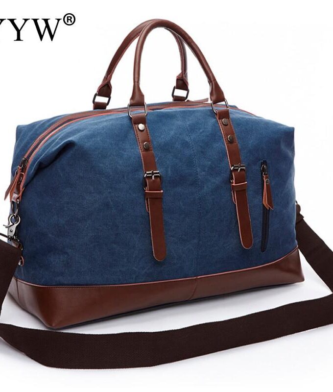 YYW Canvas Leather Large Capacity Men Travel Bags