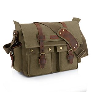 Kattee British Style Retro Unisex Canvas Leather