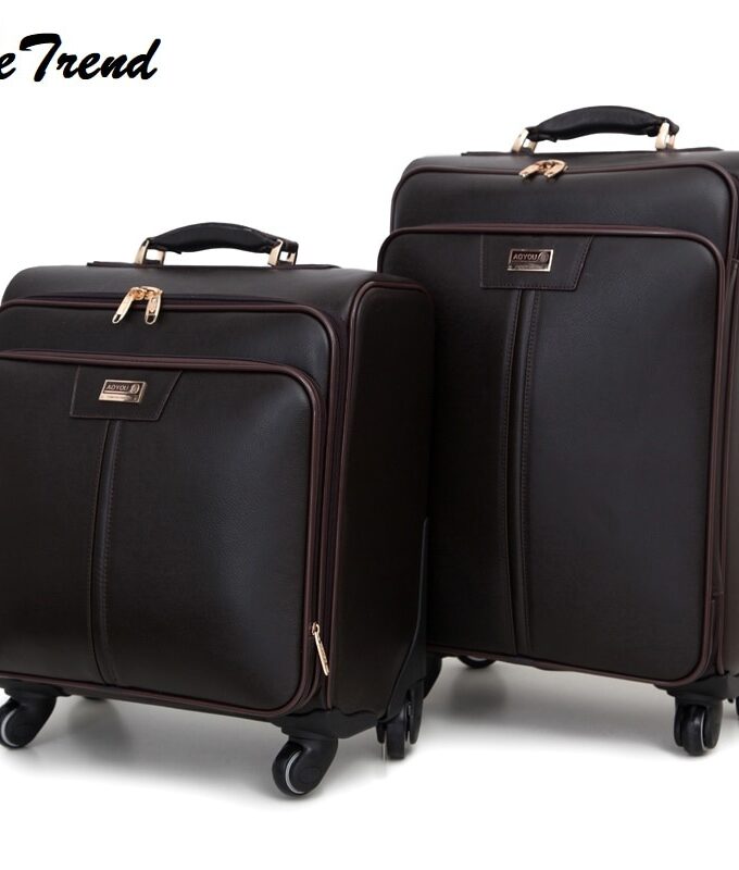 Genuine Leather 16'18''22'' Rolling Luggage Casters Cabin