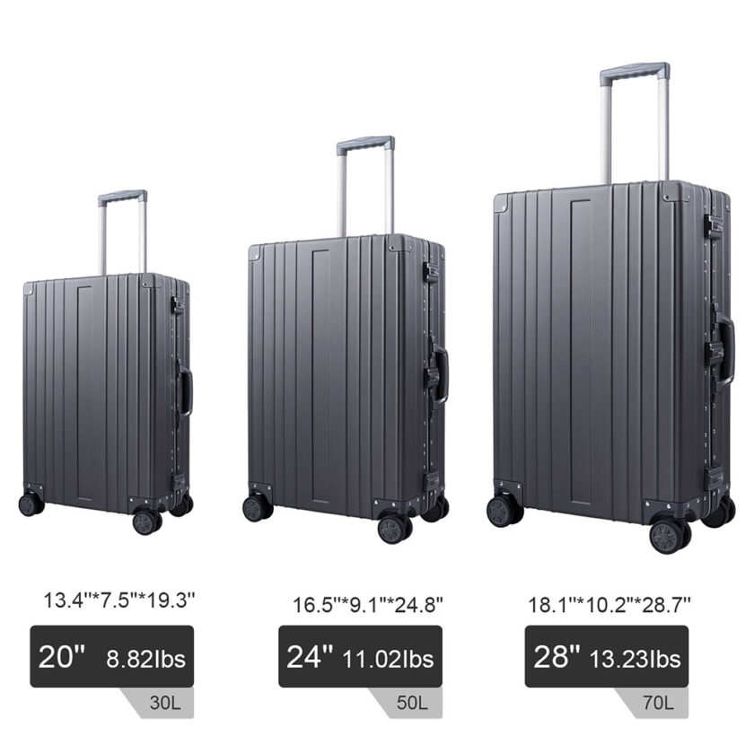 All Aluminum Luggage travel Carry On Spinner Hard Shell Suitcase