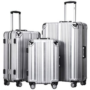 Coolife Luggage Aluminium Frame Suitcase 3 Piece Set
