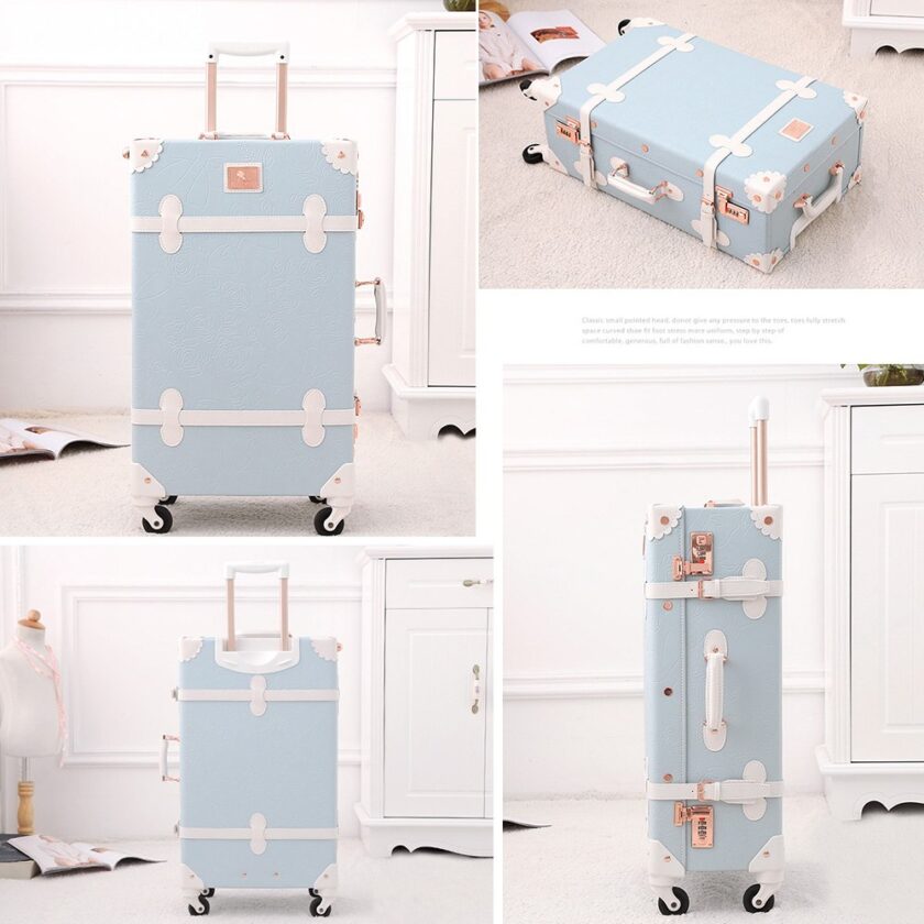 UNIWALKER Light Blue Retro Rolling Luggage