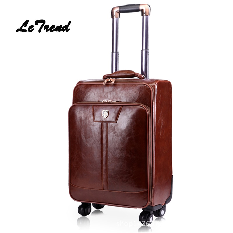 Letrend Leather Women inch Suitcases Wheel Rolling Luggage Review ...