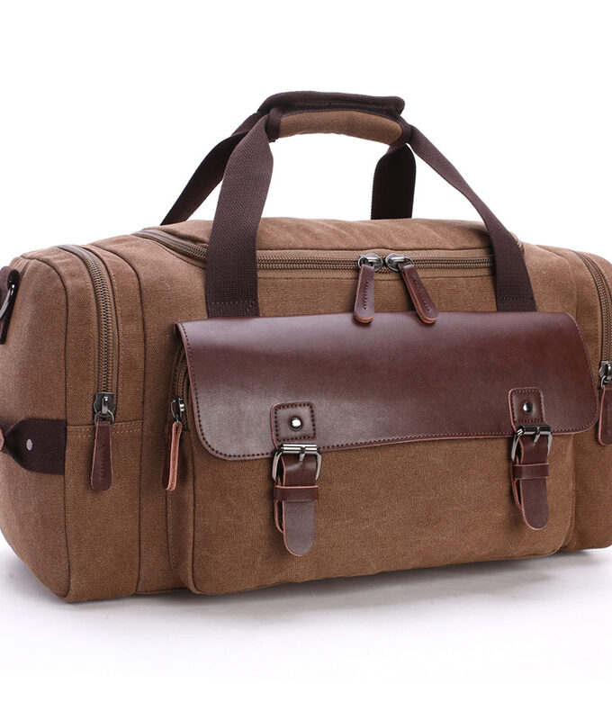 Vintage Canvas Leather Men Travel Bags Carry on Luggage Bag