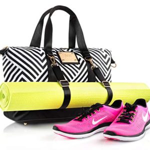 Designer Gym bag Workout Purse with Yoga Mat Holder Straps