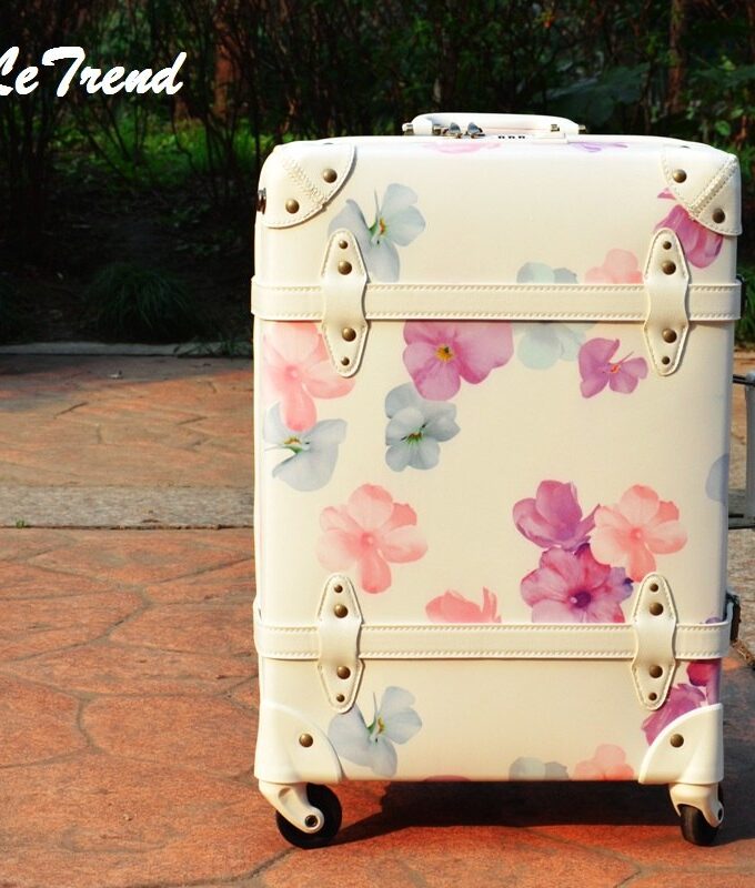 Vintage Suitcase On Wheels PP+PU Leather Rolling Luggage